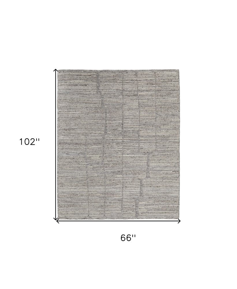 4' X 6' Taupe and Gray Abstract Hand Woven Worn Faded Area Rug