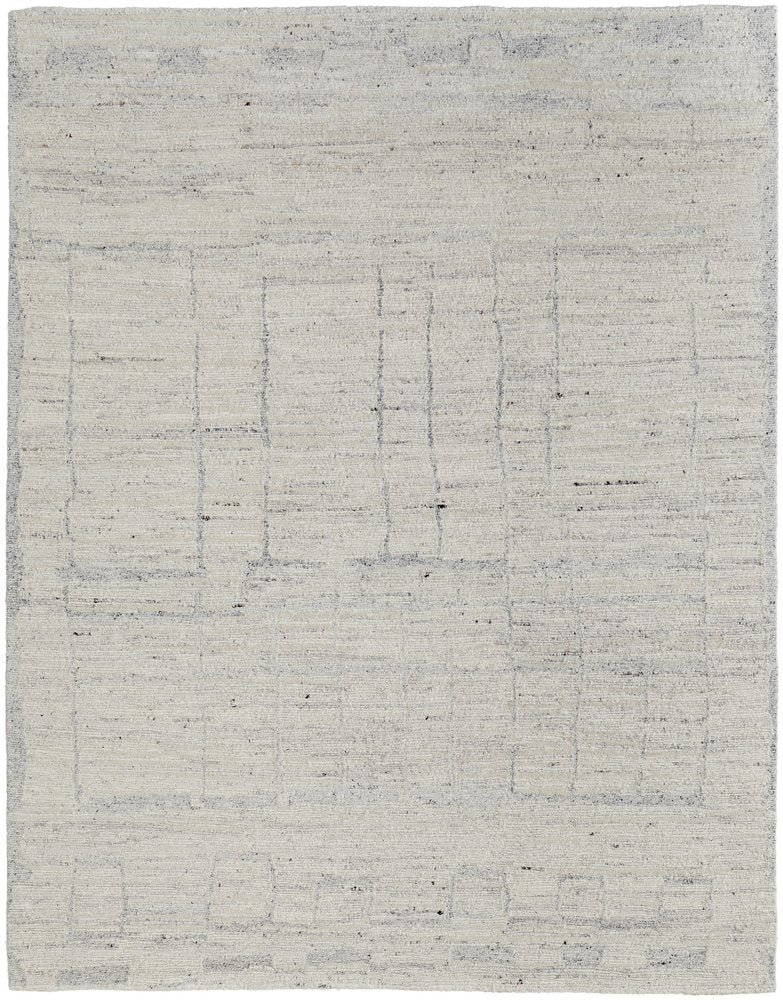 4' X 6' Gray and Ivory Abstract Hand Woven Worn Faded Area Rug