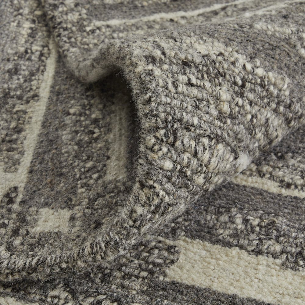 4' X 6' Gray Ivory and Taupe Abstract Hand Woven Area Rug