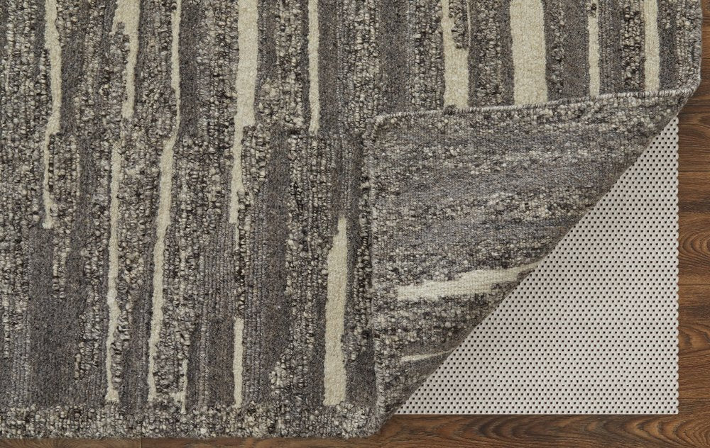 4' X 6' Gray Ivory and Taupe Abstract Hand Woven Area Rug
