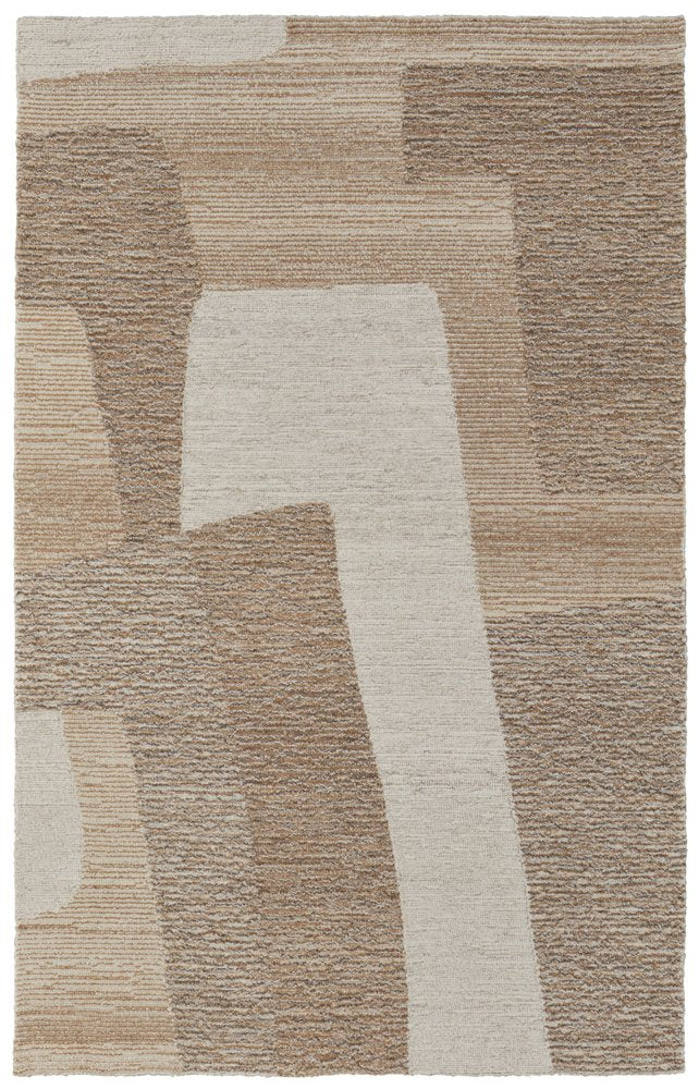 4' X 6' Brown Tan and Ivory Wool Abstract Hand Tufted Area Rug