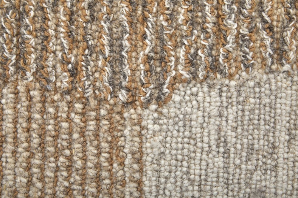 4' X 6' Brown Tan and Ivory Wool Abstract Hand Tufted Area Rug