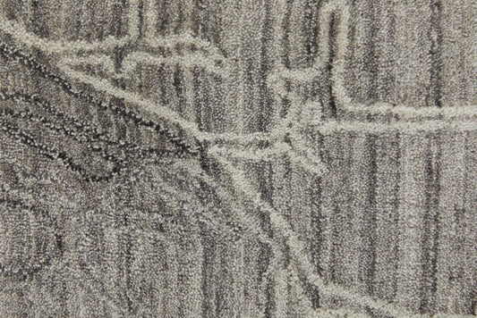 9' X 12' Gray and Ivory Abstract Hand Woven Worn Faded Area Rug