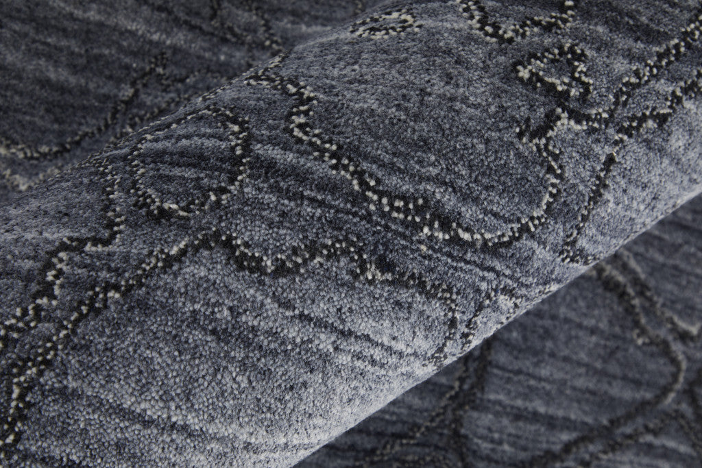 4' X 6' Gray and Blue Abstract Hand Woven Area Rug