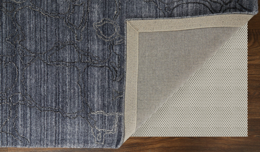 4' X 6' Gray and Blue Abstract Hand Woven Area Rug