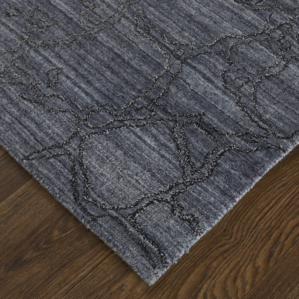 4' X 6' Gray and Blue Abstract Hand Woven Area Rug