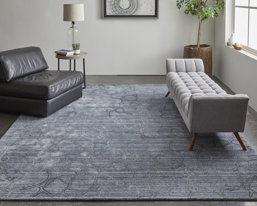 4' X 6' Gray and Blue Abstract Hand Woven Area Rug