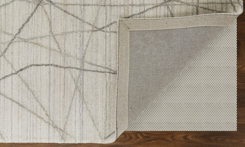 5' X 8' Gray and Ivory Abstract Hand Woven Area Rug