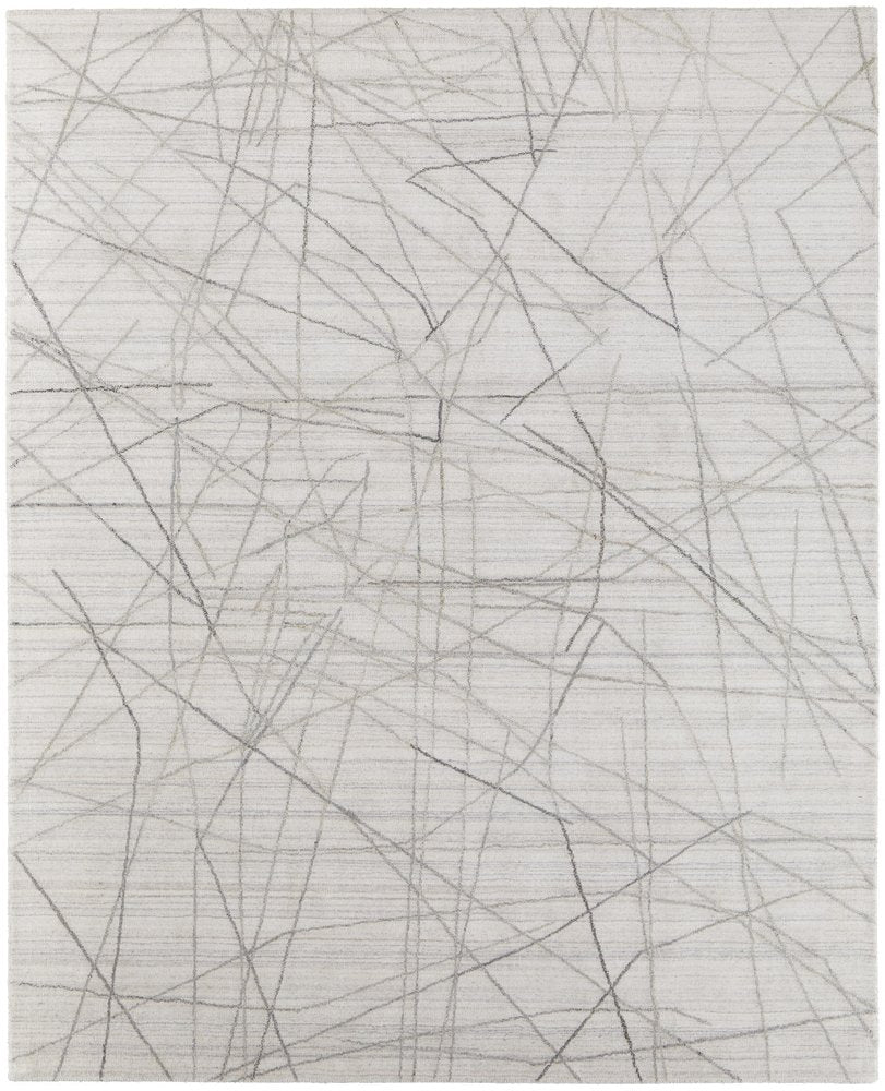 5' X 8' Gray and Ivory Abstract Hand Woven Area Rug