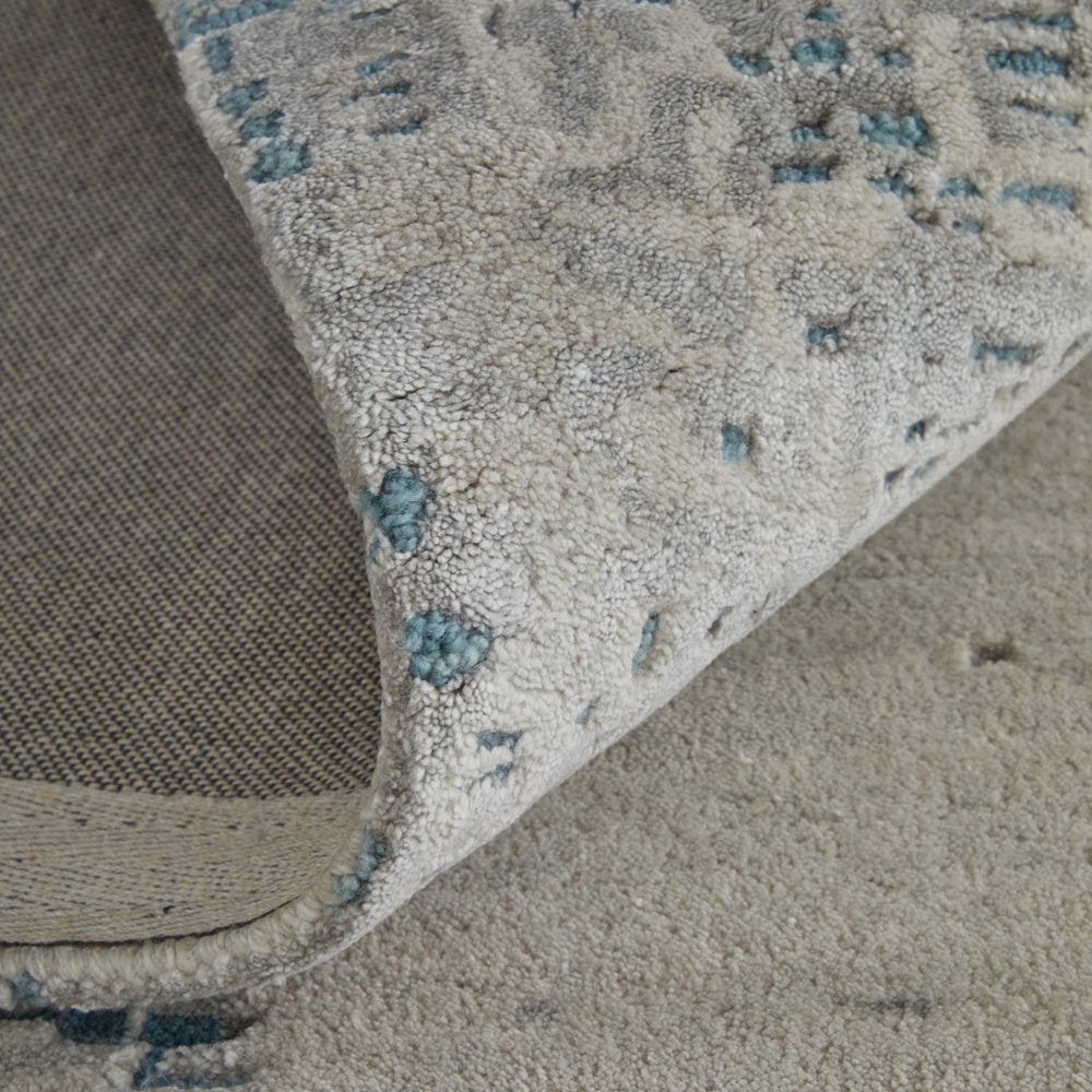 4' X 6' Gray Taupe and Blue Abstract Hand Tufted Area Rug