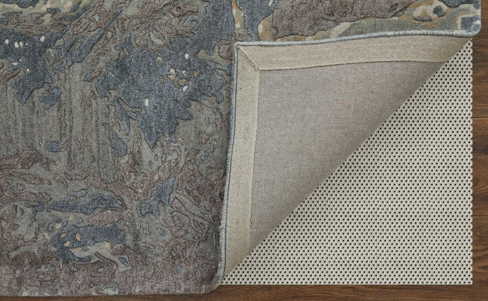 4' X 6' Ivory Taupe and Green Abstract Hand Tufted Worn Faded Area Rug