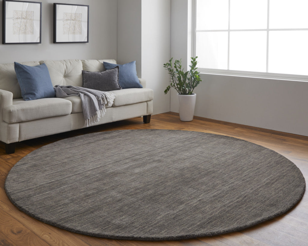 8' Brown Wool Hand Woven Round Rug