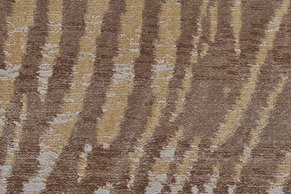 8' Brown and Tan Animal Print Power Loom Round Rug
