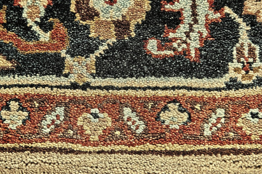 2' X 3' Tan Red and Gold Wool Oriental Hand Knotted Area Rug