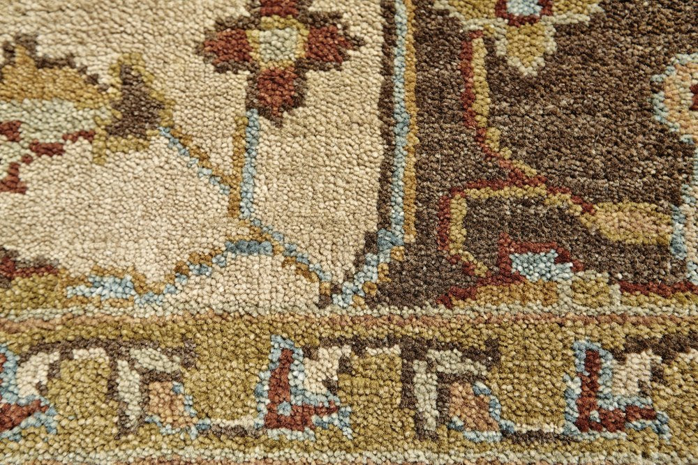 2' X 3' Tan Brown and Gold Wool Oriental Hand Knotted Area Rug