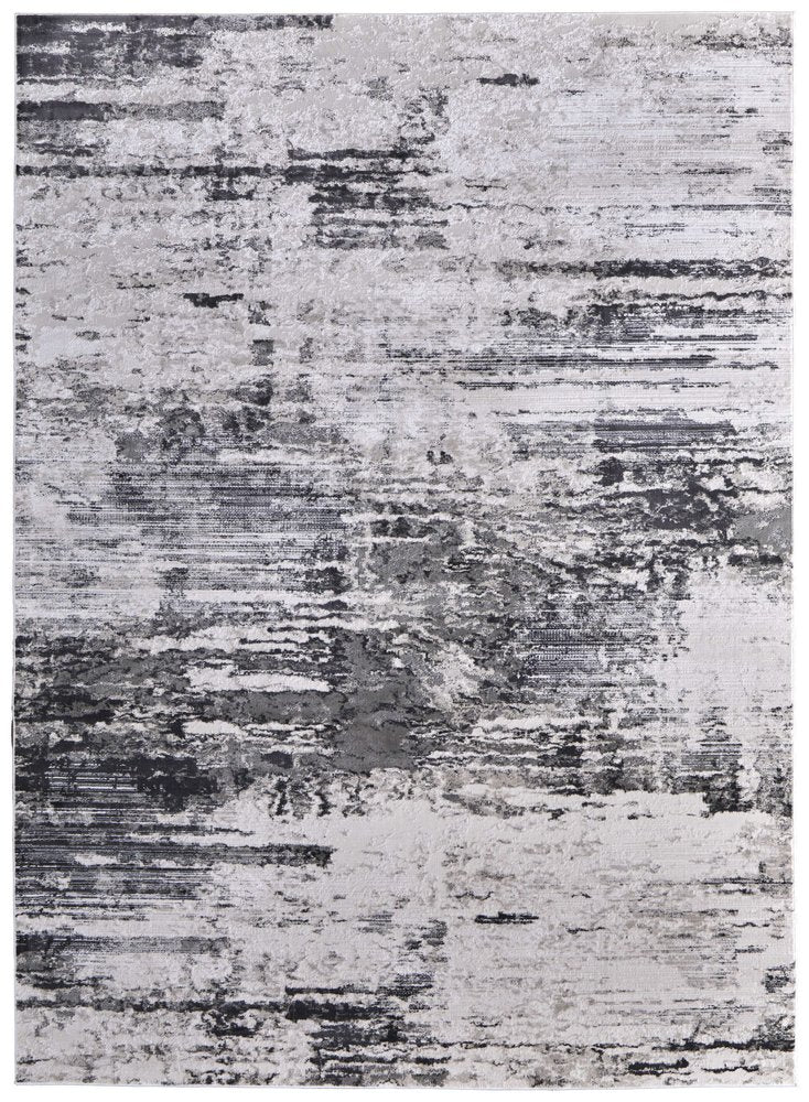 2' X 3' Gray Ivory And Taupe Abstract Distressed Area Rug