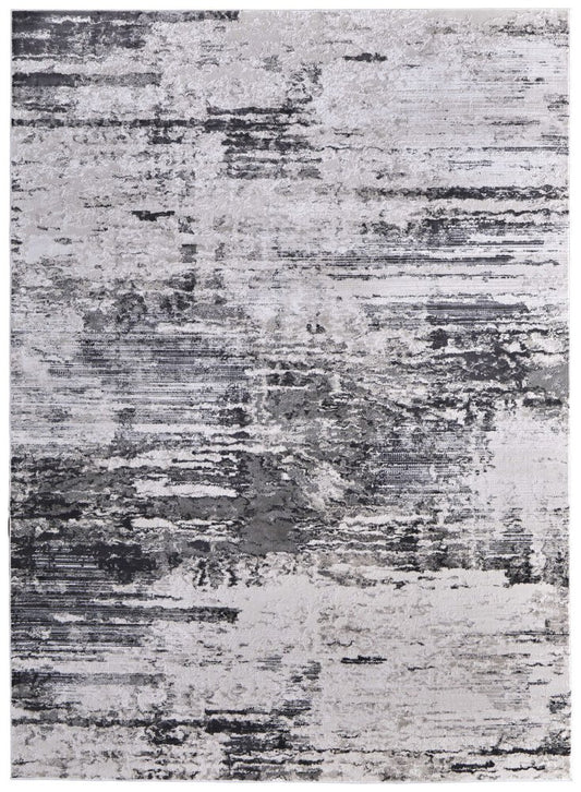 2' X 3' Gray Ivory And Taupe Abstract Distressed Area Rug