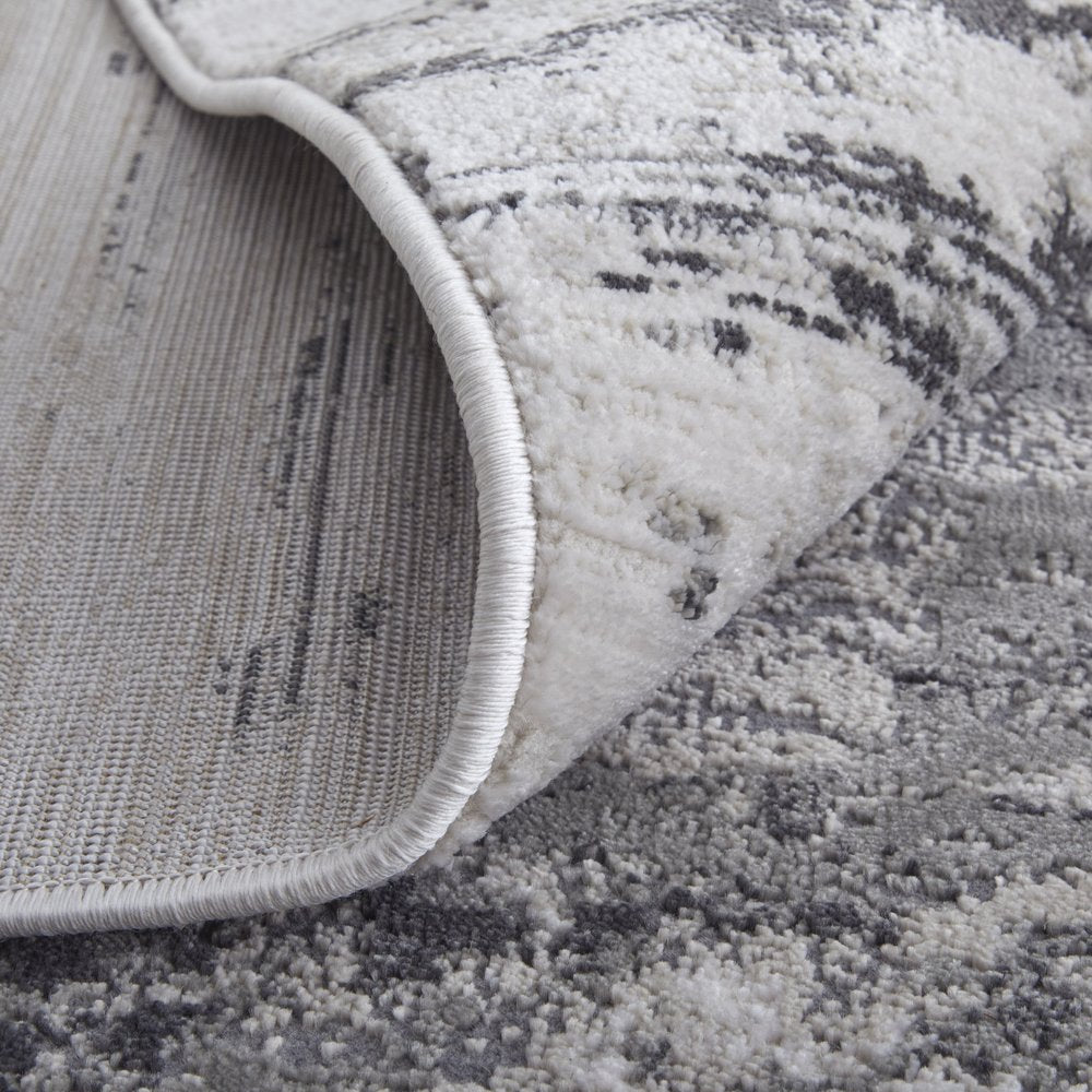 2' X 3' Gray Ivory And Taupe Abstract Distressed Area Rug