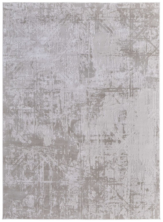2' X 3' Taupe And Silver Abstract Distressed Area Rug