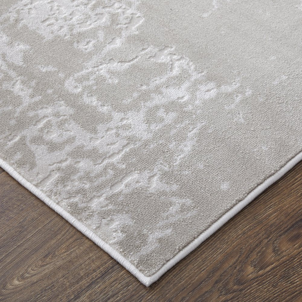 2' X 3' Taupe And Silver Abstract Distressed Area Rug