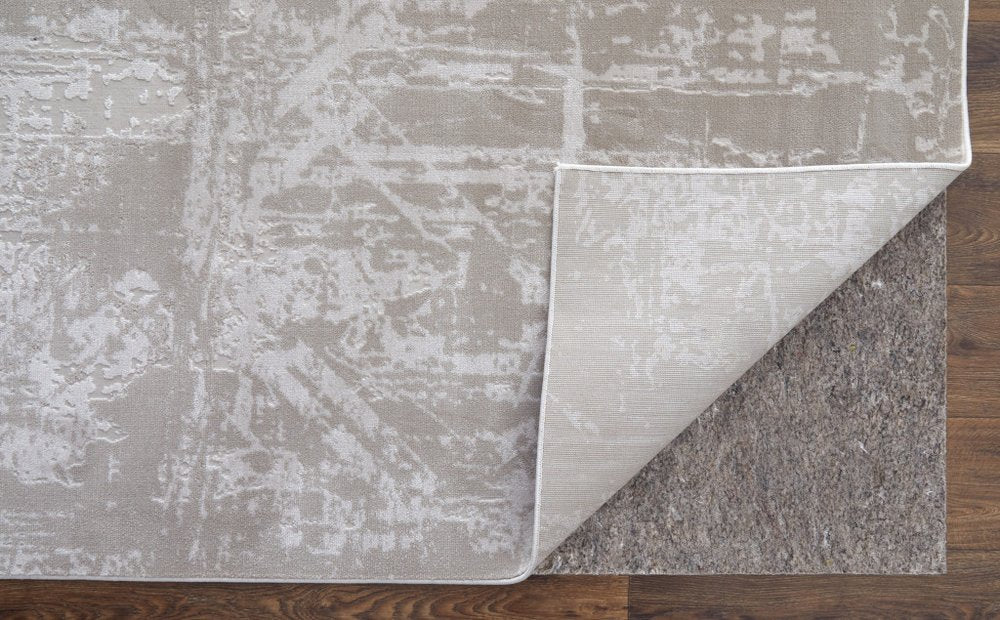 2' X 3' Taupe And Silver Abstract Distressed Area Rug
