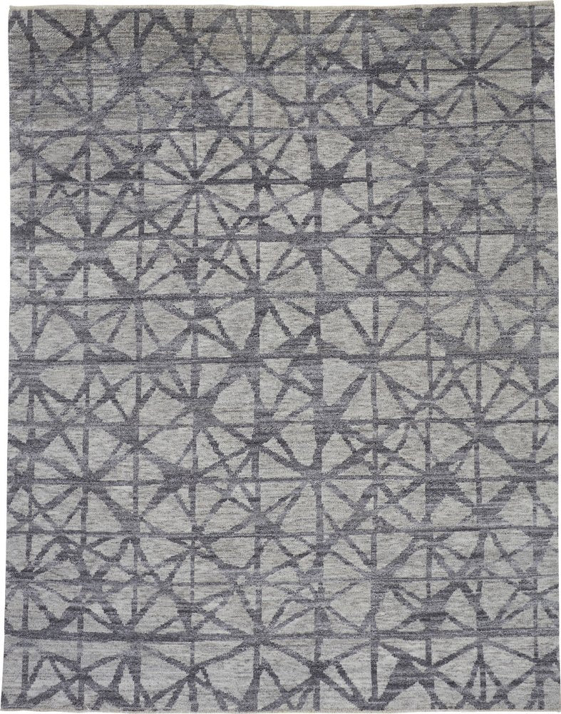 2' X 3' Gray Wool Geometric Hand Knotted Area Rug