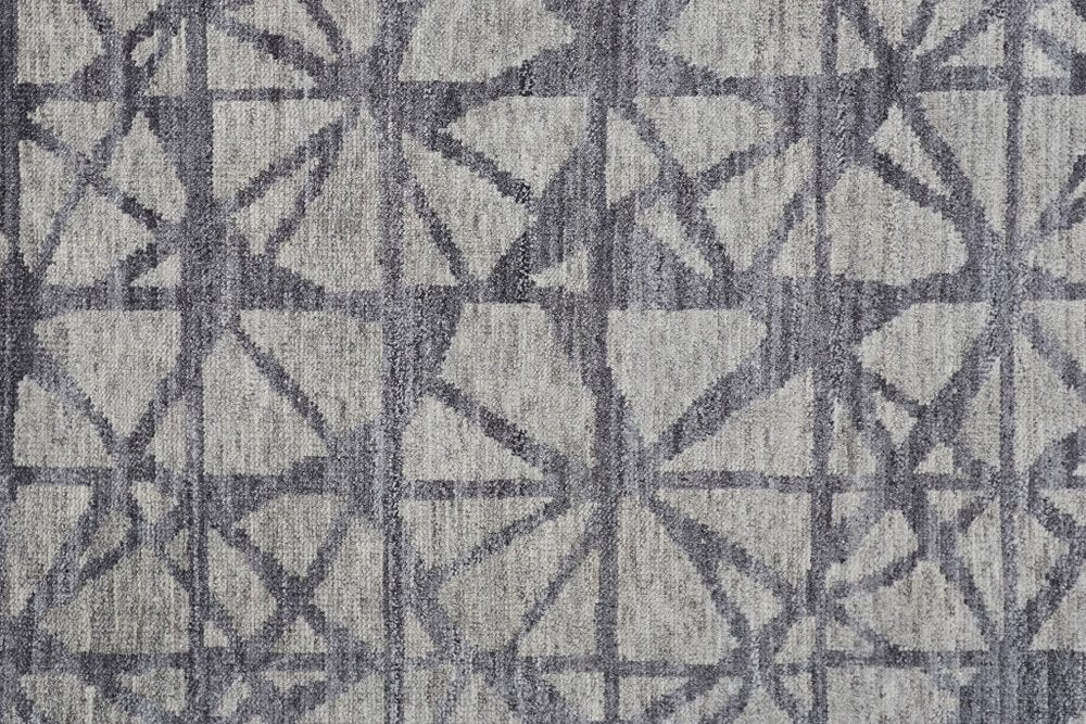 2' X 3' Gray Wool Geometric Hand Knotted Area Rug
