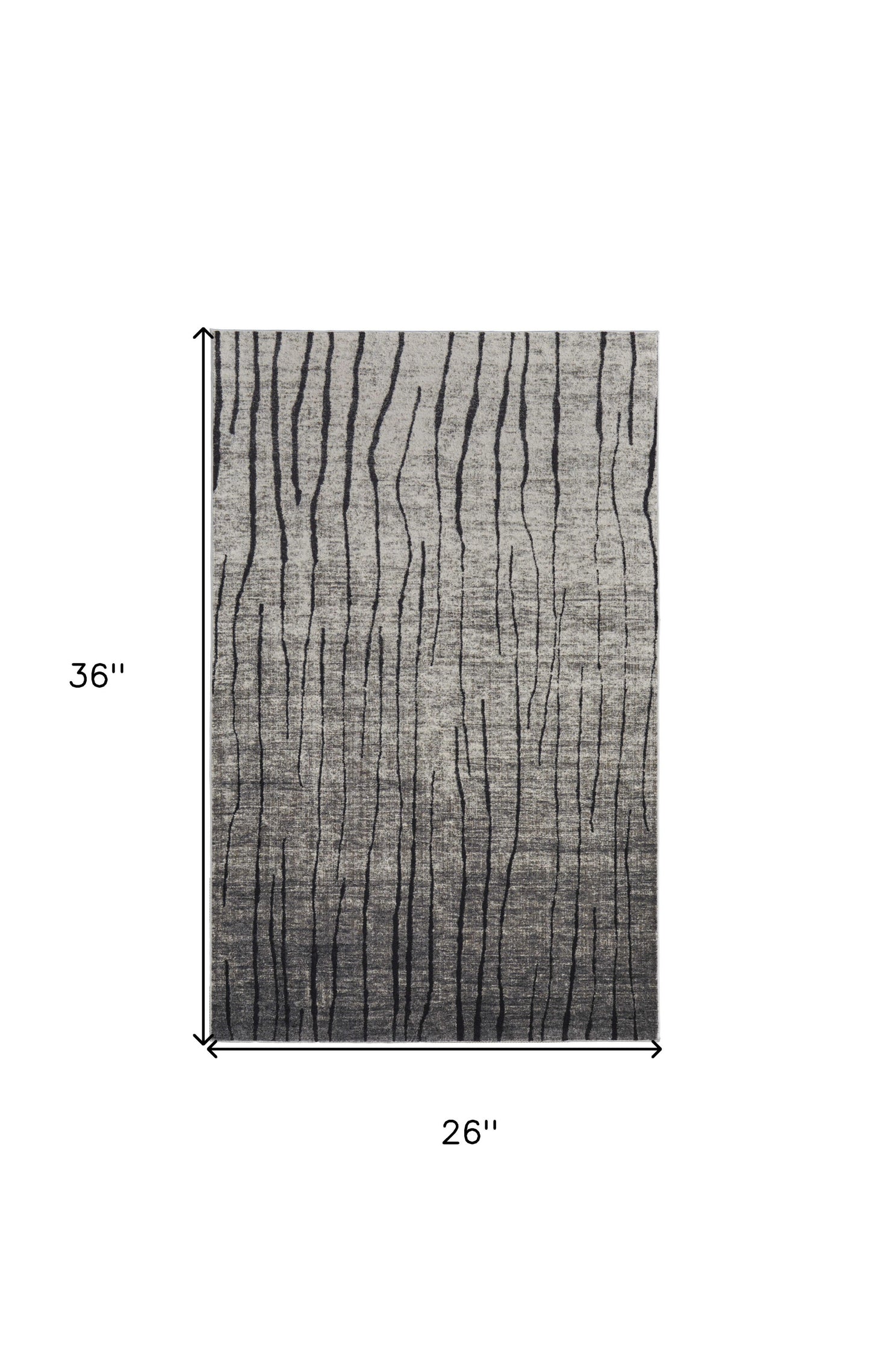 2' X 3' Black and Gray Abstract Power Loom Area Rug