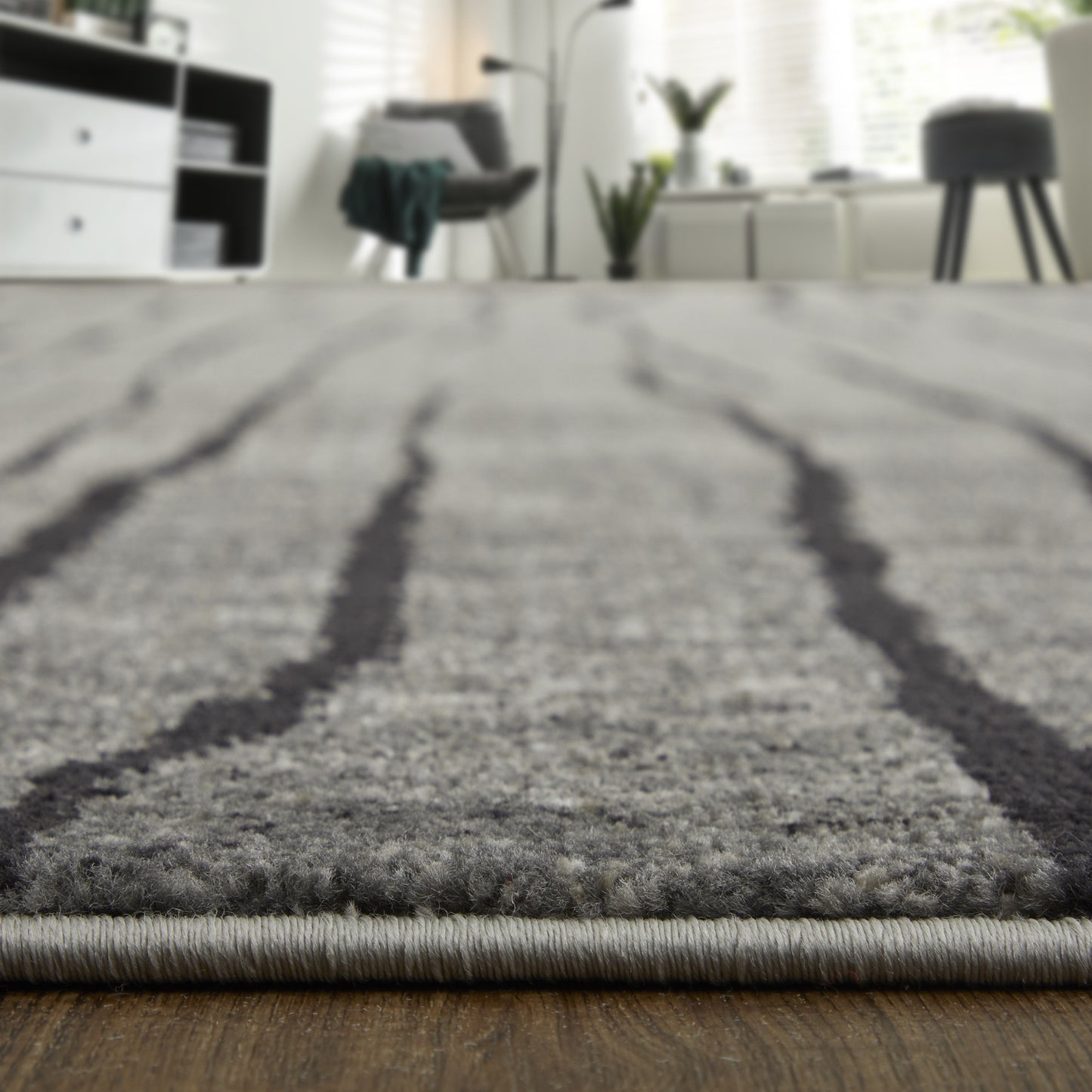 2' X 3' Black and Gray Abstract Power Loom Area Rug