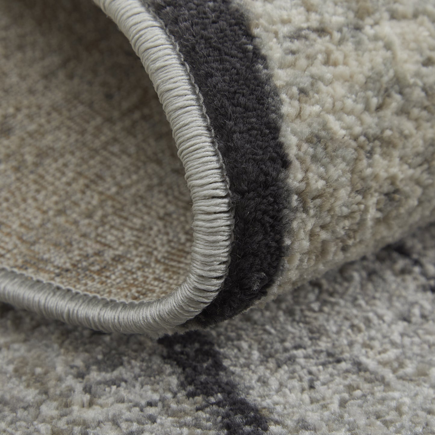 2' X 3' Black and Gray Abstract Power Loom Area Rug