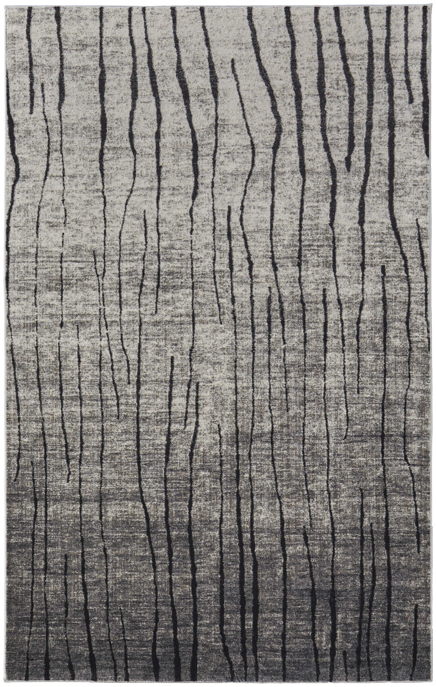 2' X 3' Black and Gray Abstract Power Loom Area Rug