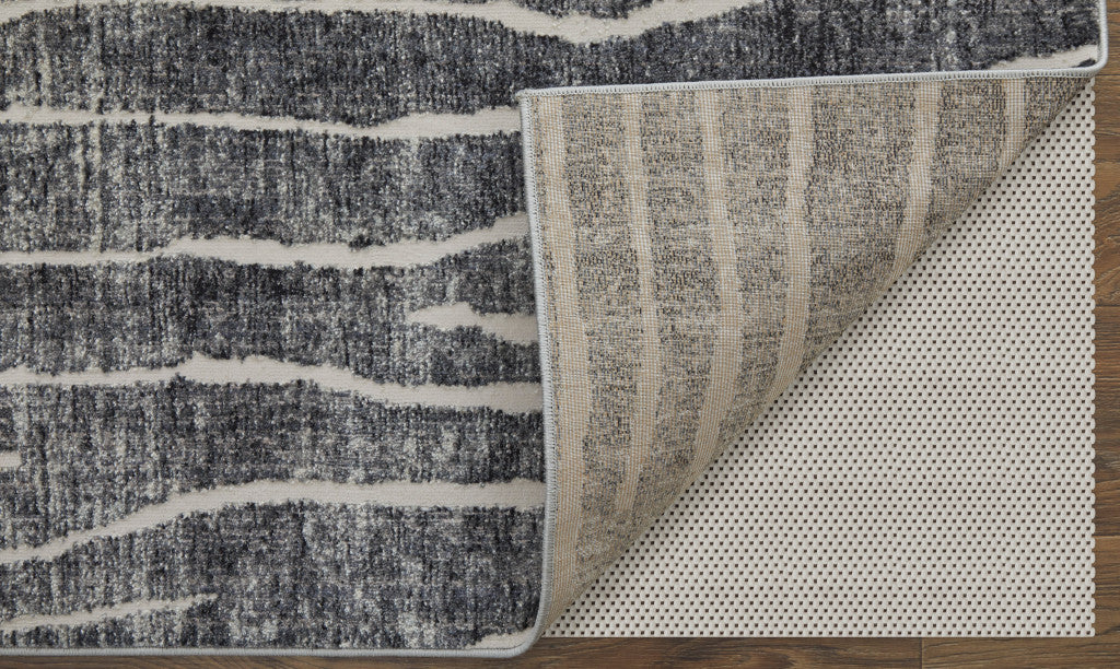 2' X 3' Black and Gray Abstract Power Loom Area Rug