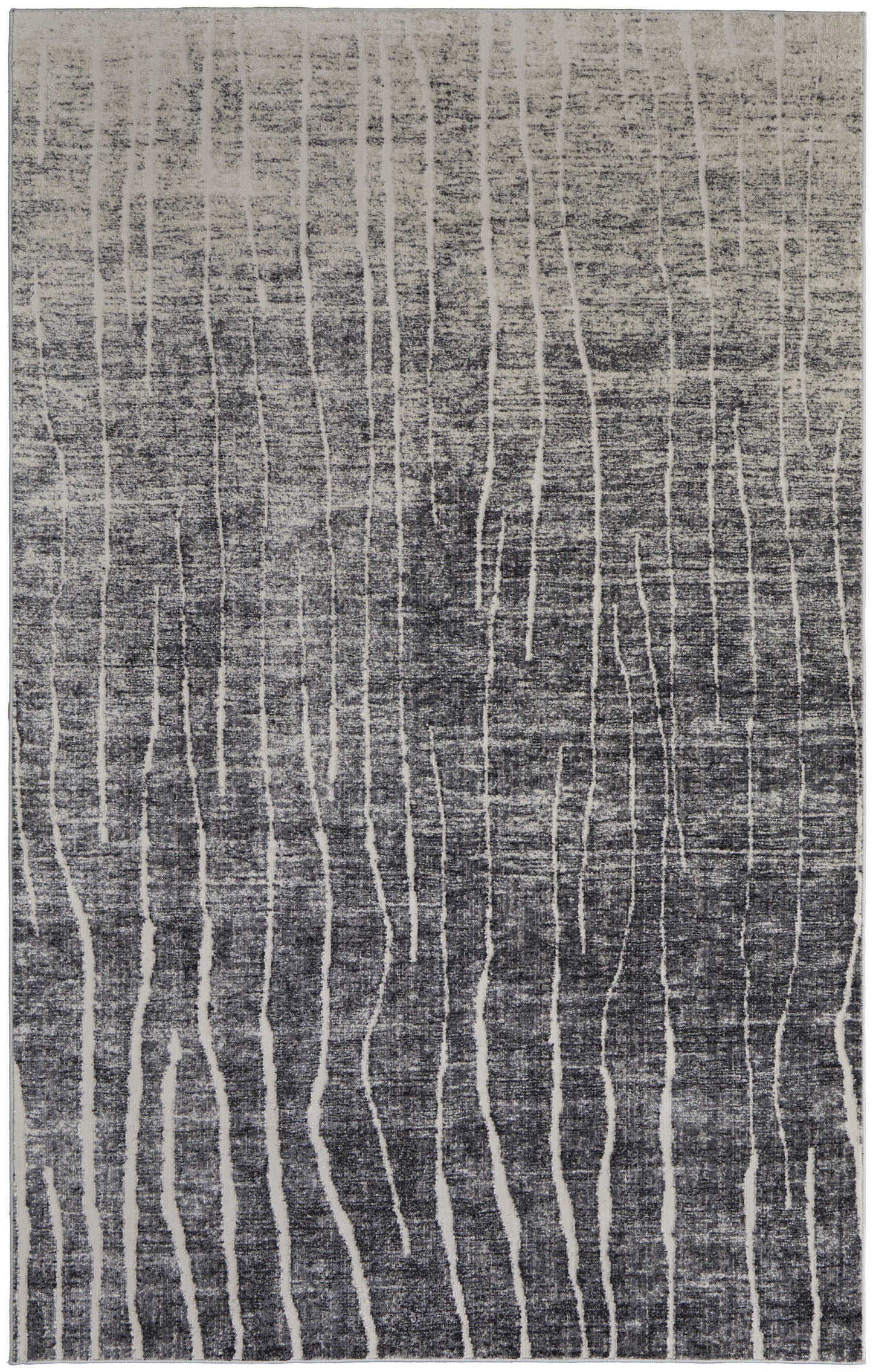 2' X 3' Black and Gray Abstract Power Loom Area Rug