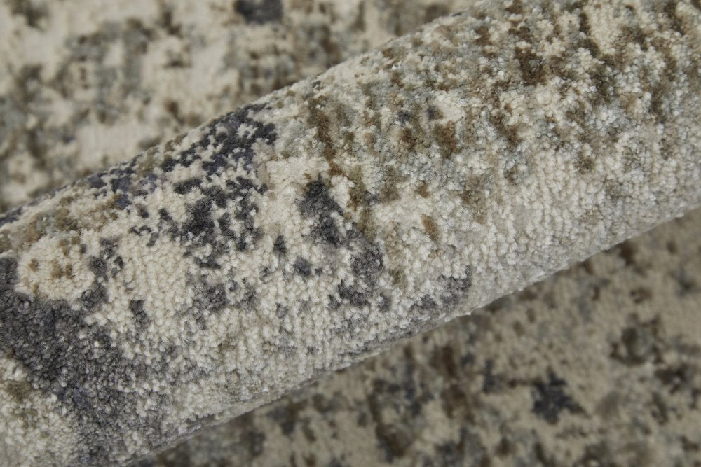 2' X 3' Gray And Ivory Abstract Distressed Area Rug