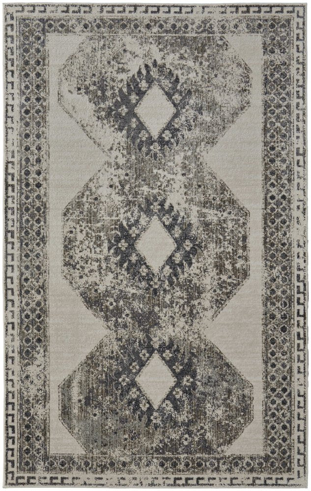 2' X 3' Gray And Ivory Abstract Distressed Area Rug