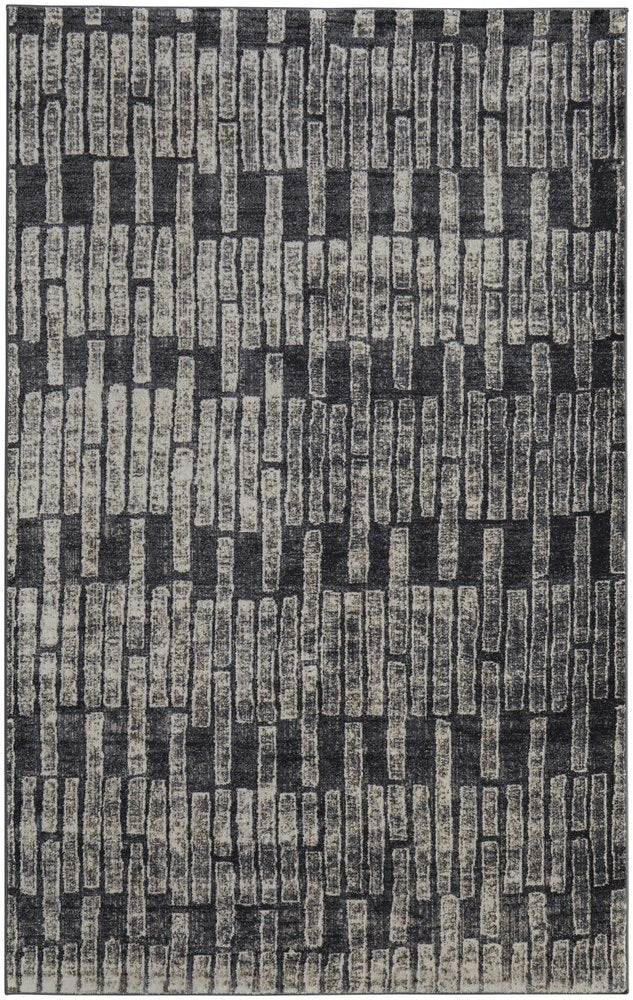 2' X 3' Gray And Black Geometric Distressed Area Rug