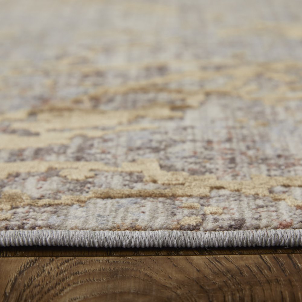 2' X 3' Taupe Green and Tan Abstract Power Loom Area Rug