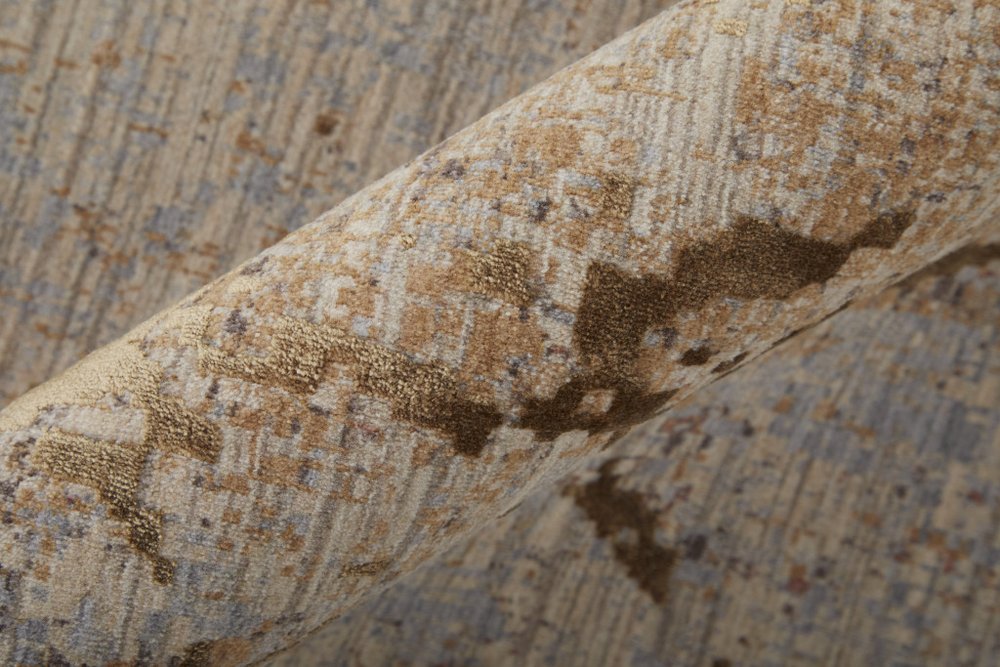 2' X 3' Taupe Green and Tan Abstract Power Loom Area Rug