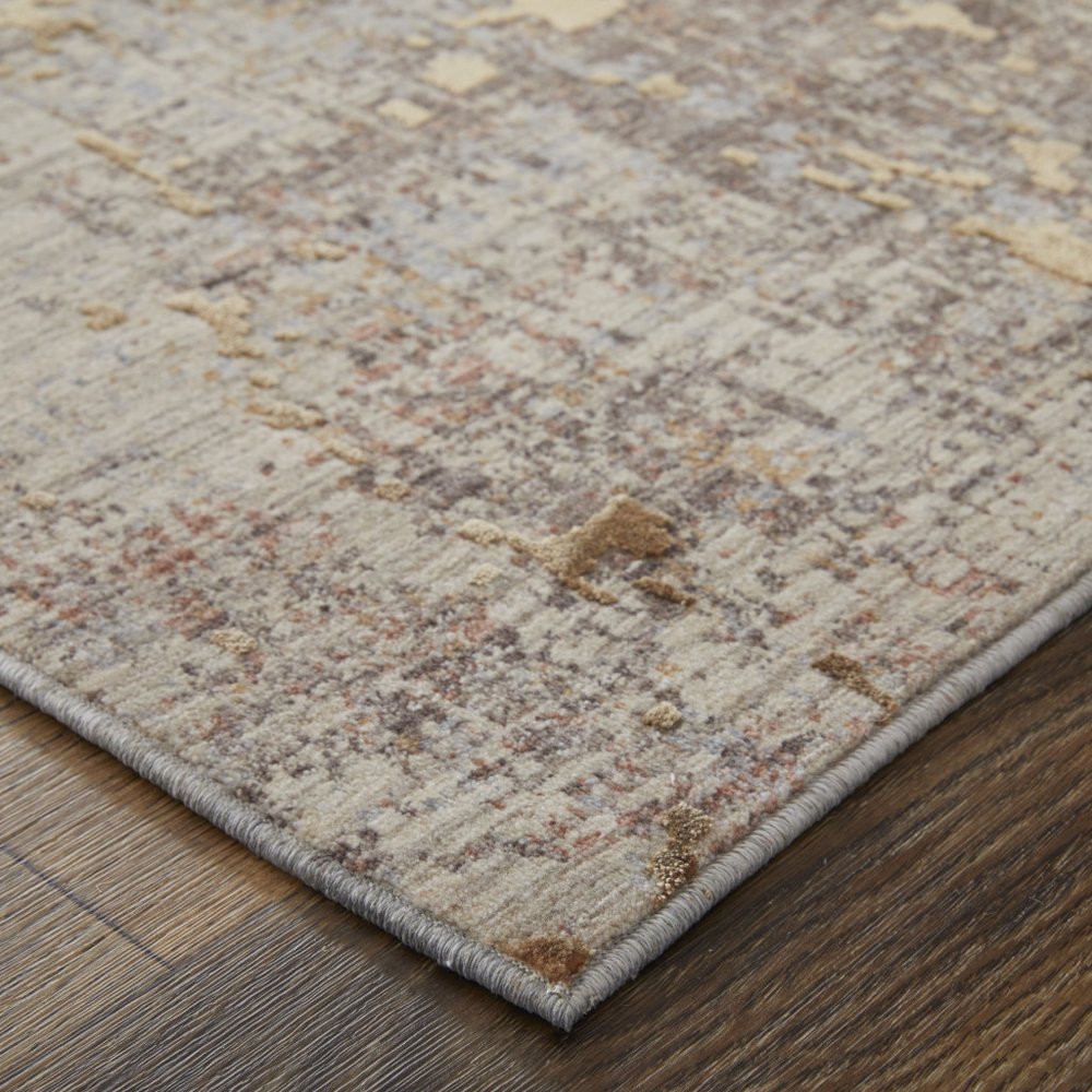 2' X 3' Taupe Green and Tan Abstract Power Loom Area Rug
