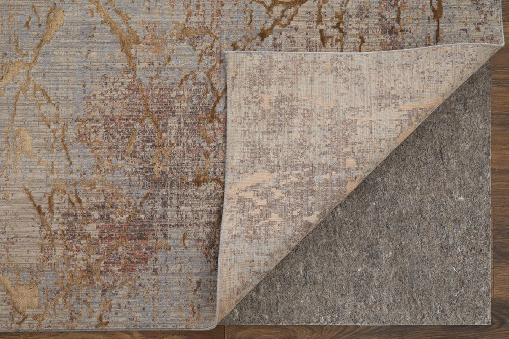 2' X 3' Taupe Green and Tan Abstract Power Loom Area Rug