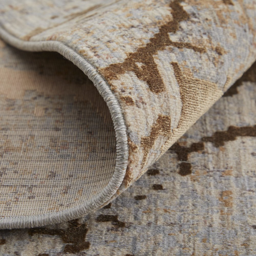 2' X 3' Taupe Green and Tan Abstract Power Loom Area Rug