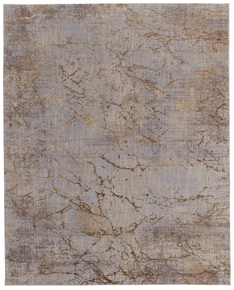 2' X 3' Taupe Green and Tan Abstract Power Loom Area Rug
