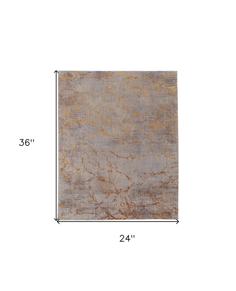 2' X 3' Taupe Green and Tan Abstract Power Loom Area Rug