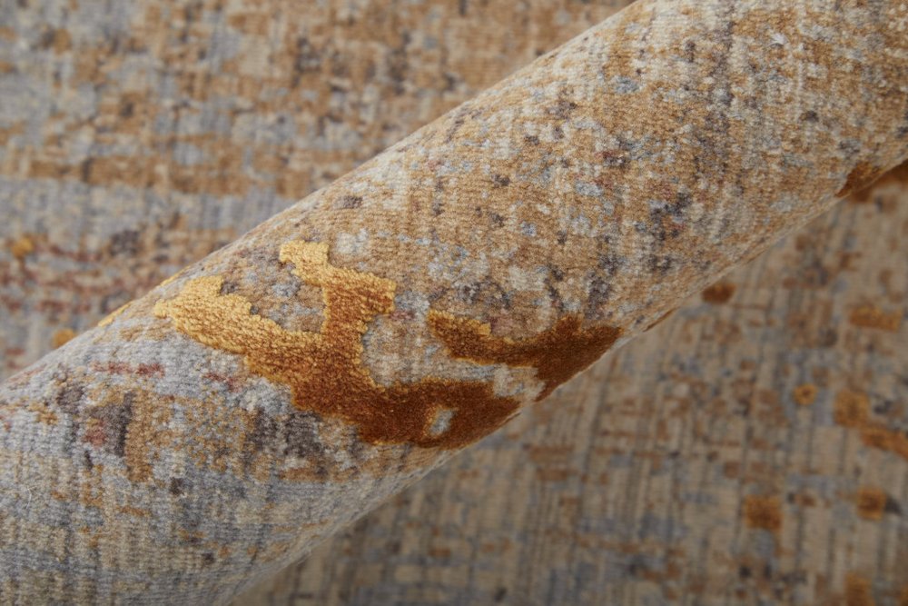 2' X 3' Taupe Green and Tan Abstract Power Loom Area Rug