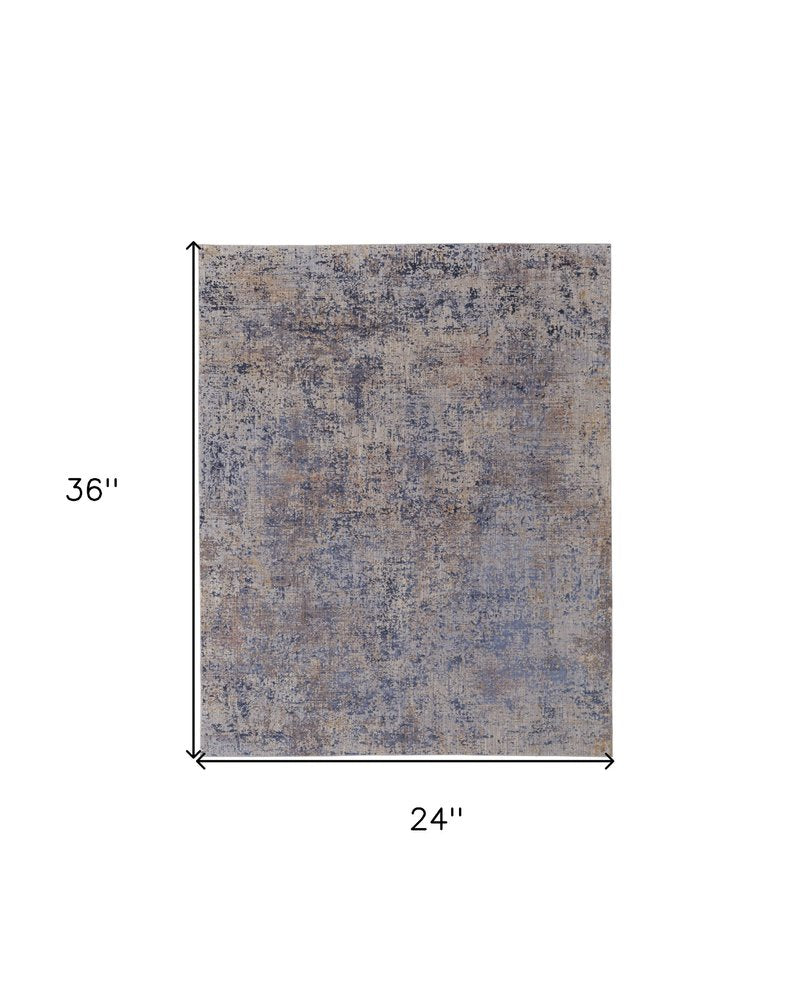 2' X 3' Blue Brown And Tan Abstract Area Rug