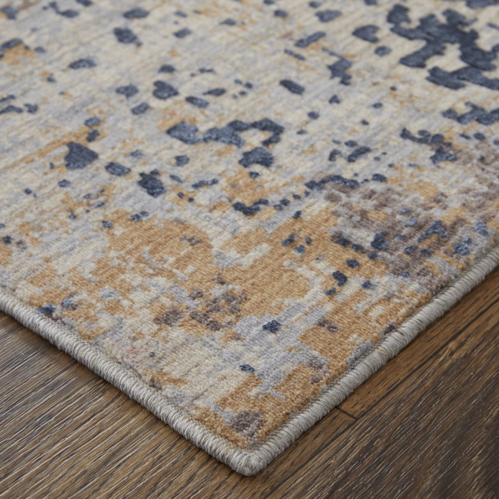 2' X 3' Blue Brown And Tan Abstract Area Rug