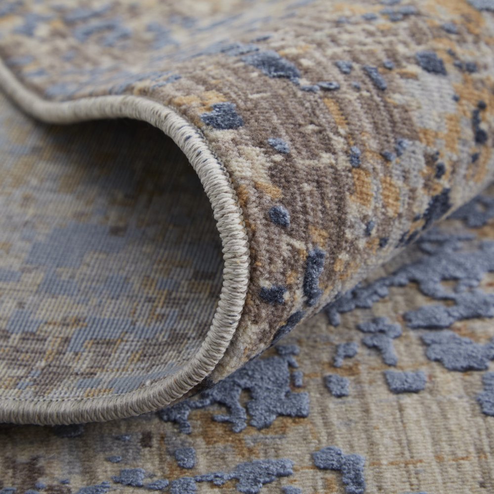 2' X 3' Blue Brown And Tan Abstract Area Rug