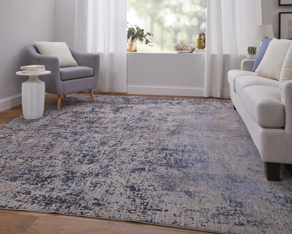 2' X 3' Blue Brown And Tan Abstract Area Rug