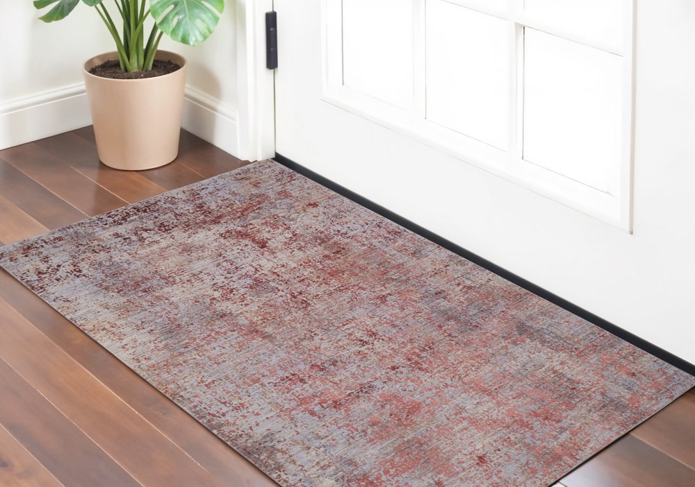 2' X 3' Blue Brown And Tan Abstract Area Rug