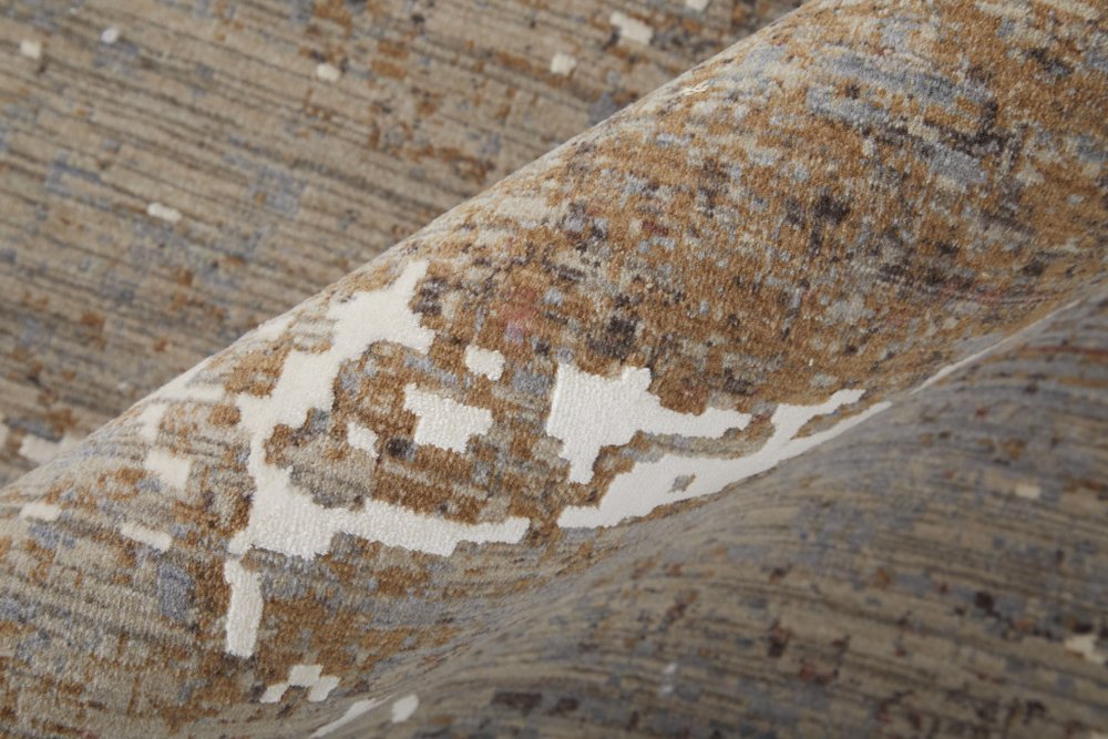 2' X 3' Taupe Brown and Ivory Abstract Power Loom Area Rug